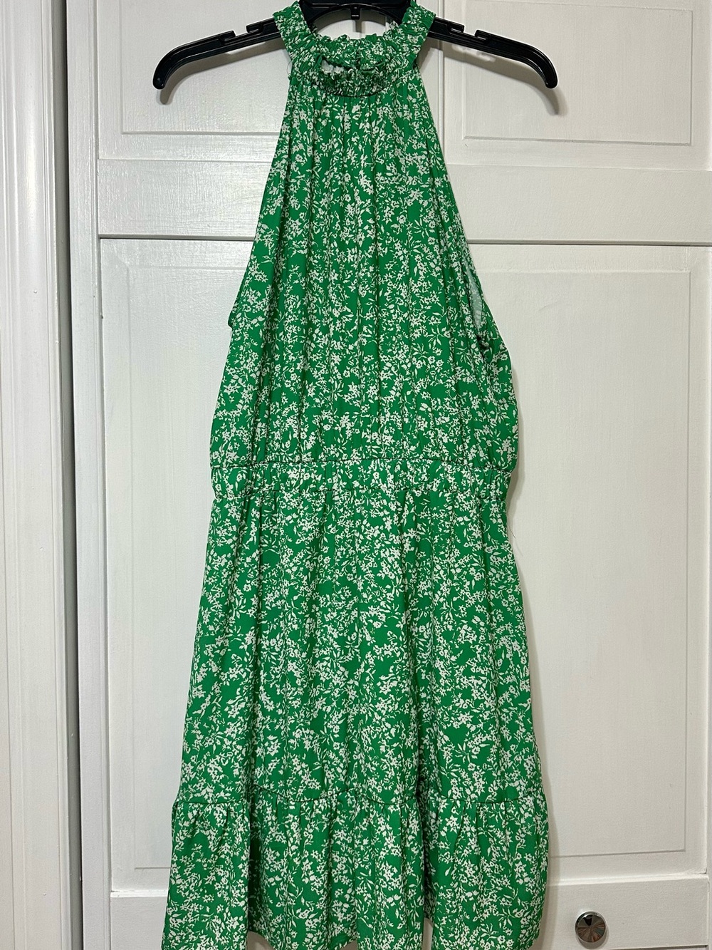 Green Floral Halter Midi Dress